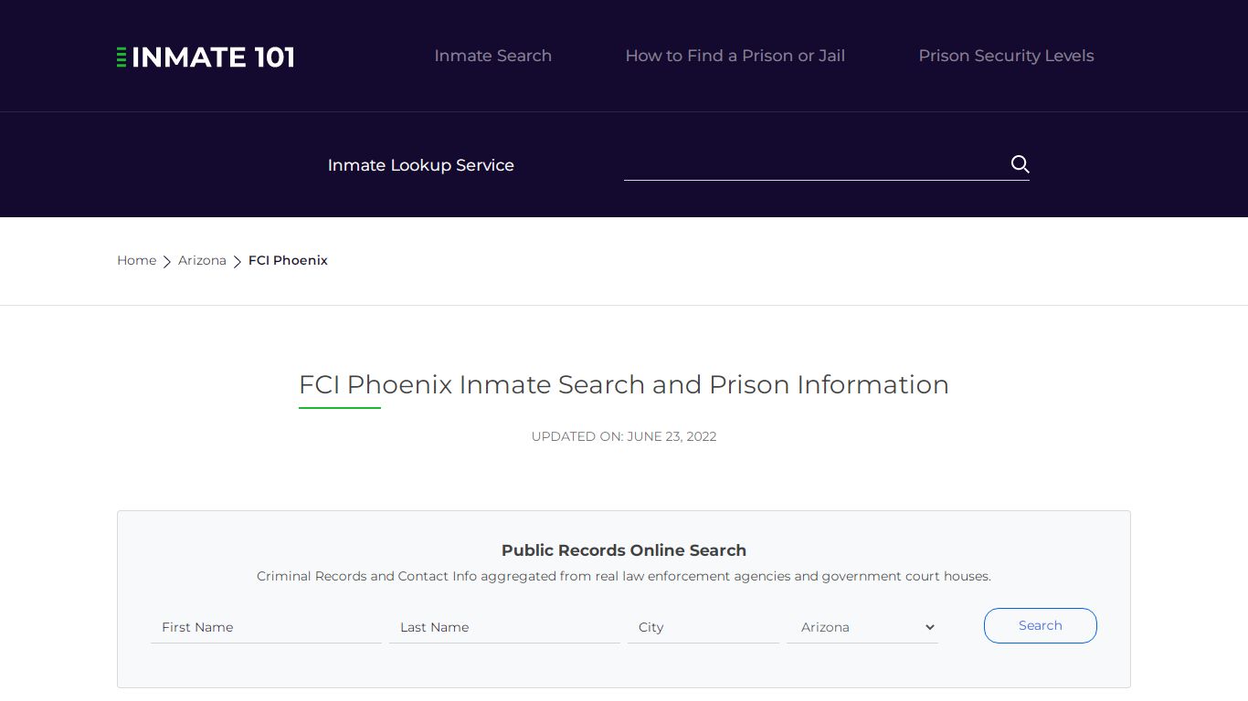 FCI Phoenix Inmate Search | Lookup | Roster